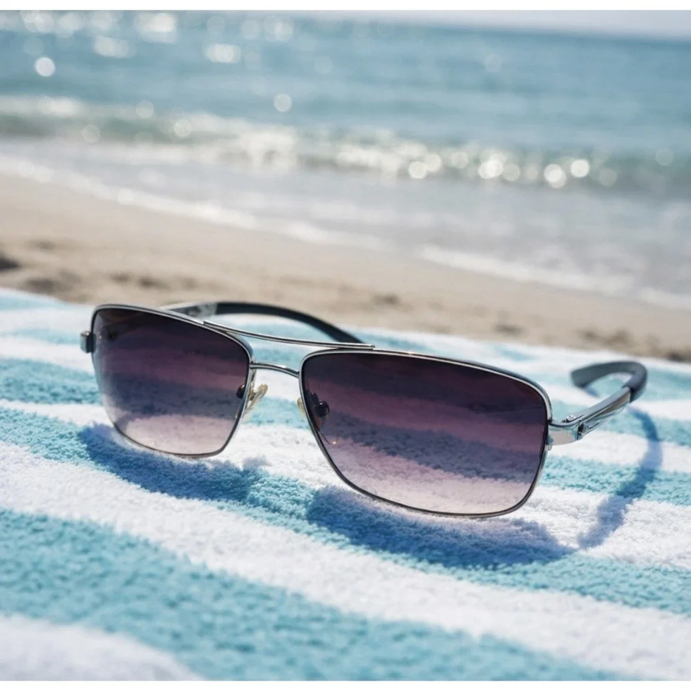 EGO Eyewear 7261 Sunglasses Italian‎ Design Silver Metal Purple Gradient Lens